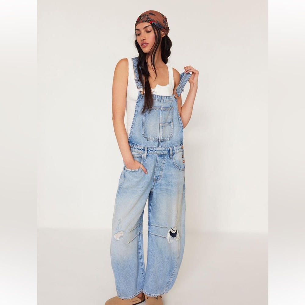 We the Free Free People Good Luck Barrel Overalls Size Medium Going Steady